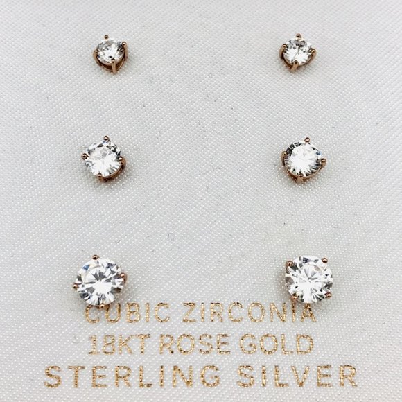 Primrose 18K Rose Gold Cubic Zirconia Earring Set - Picture 5 of 9